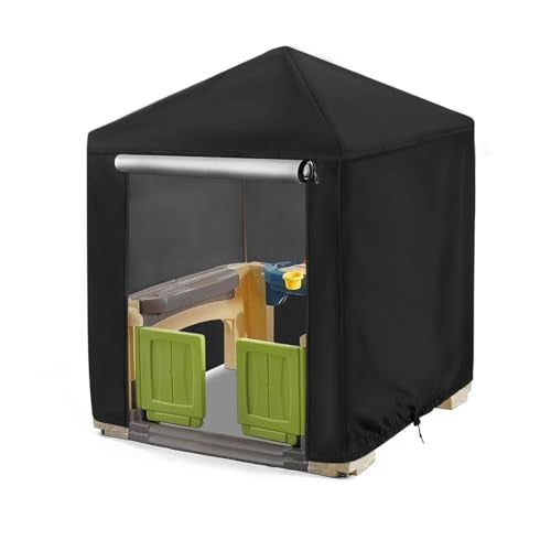 Andacar Outdoor Playhouse Cover for Step2 PlayhouseWaterproof Kids Outside Play house Cover Outdoor Play Houses Covers for Kids 56L56W60H Black - Image 1