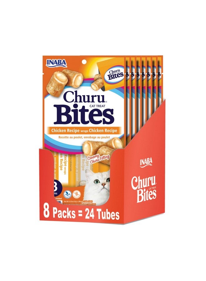 INABA Churu Bites For Cats, Soft Baked Chicken Churu Filled Cat Treats With Vitamin E, 0.35 Ounces Each Tube, 24 Tubes Total (3 Per Pack), Chicken Recipe - Image 1