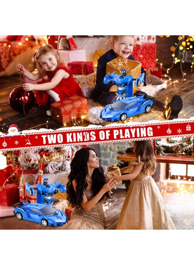 Thedtoy 2.4GHz Remote Control Transforming Robot Car Toy, for children aged 4, 5, 6, 7, 8, 9, 10, 11, and 12 years old, for boys and girls (Blue) - Image 3