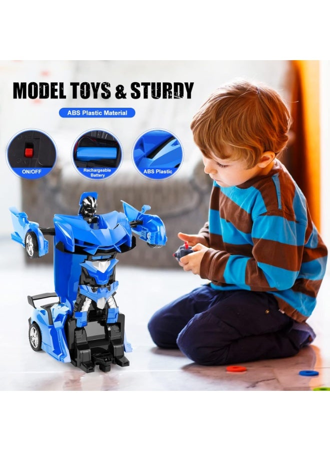 Thedtoy 2.4GHz Remote Control Transforming Robot Car Toy, for children aged 4, 5, 6, 7, 8, 9, 10, 11, and 12 years old, for boys and girls (Blue) - Image 2