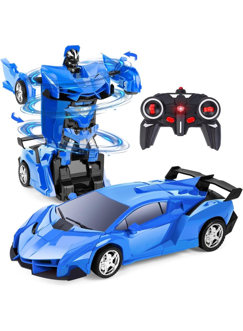 Thedtoy 2.4GHz Remote Control Transforming Robot Car Toy, for children aged 4, 5, 6, 7, 8, 9, 10, 11, and 12 years old, for boys and girls (Blue) - Image 1
