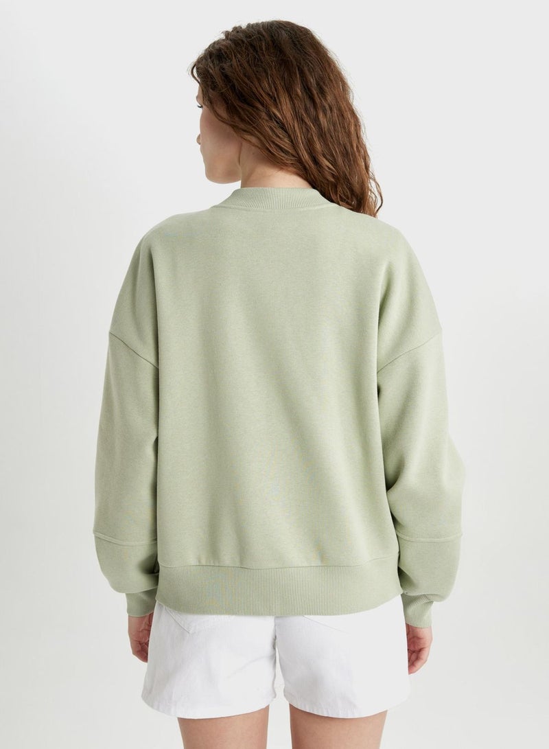 DeFacto Oversize Fit Bomber Collar Thick Sweatshirt Fabric  - Image 2