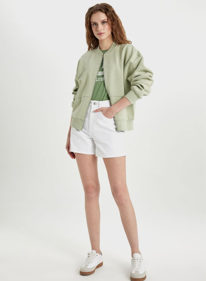 DeFacto Oversize Fit Bomber Collar Thick Sweatshirt Fabric  - Image 5