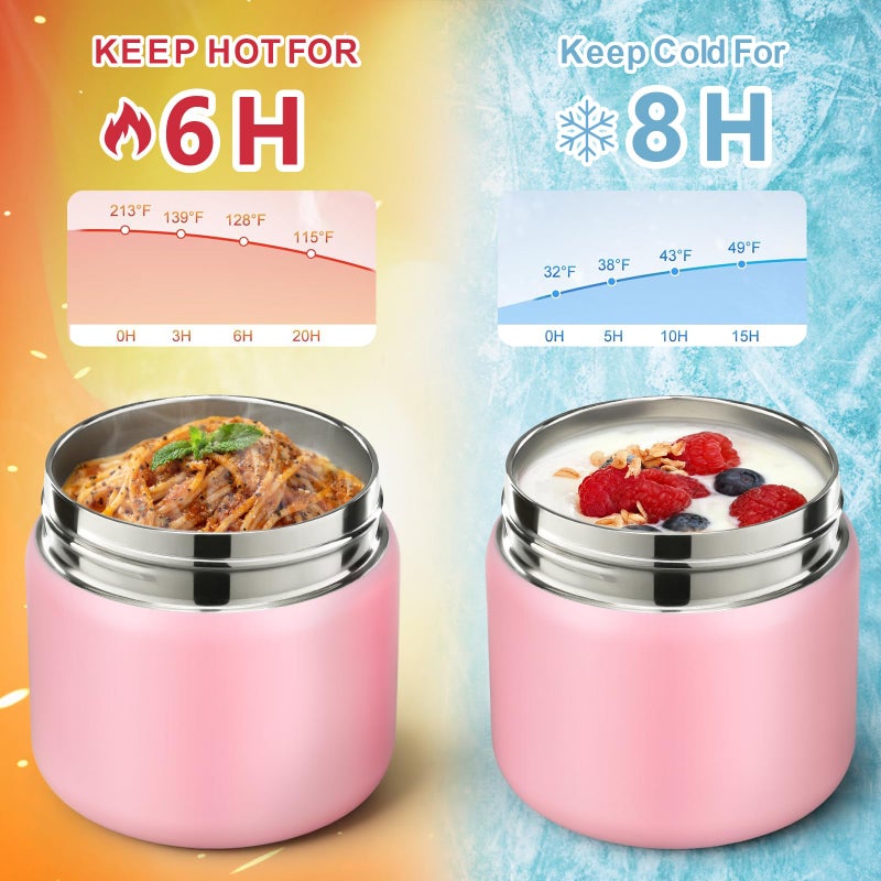 JOOPETALK Bento Lunch Box for Kids with 8oz Soup Thermo,2 Leak-Proof Food Containers, a Lunch Bag, Kids Thermo Insulated Hot Food Jar for School, Travel-Pink - Image 5