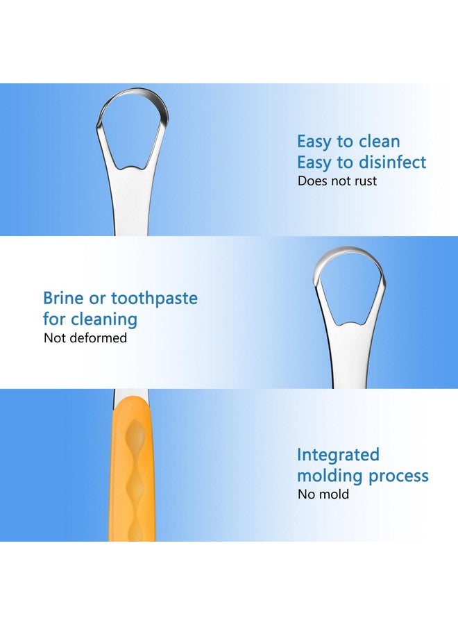 Yinkin 4 Pcs Tongue Scraper Cleaner Adults and Kids Stainless Steel Tongue Brush Metal Scraper Reduce Bad Breath with Travel Cases for Men Women Oral Mouth(Purple, Orange, Blue and Green) - Image 5