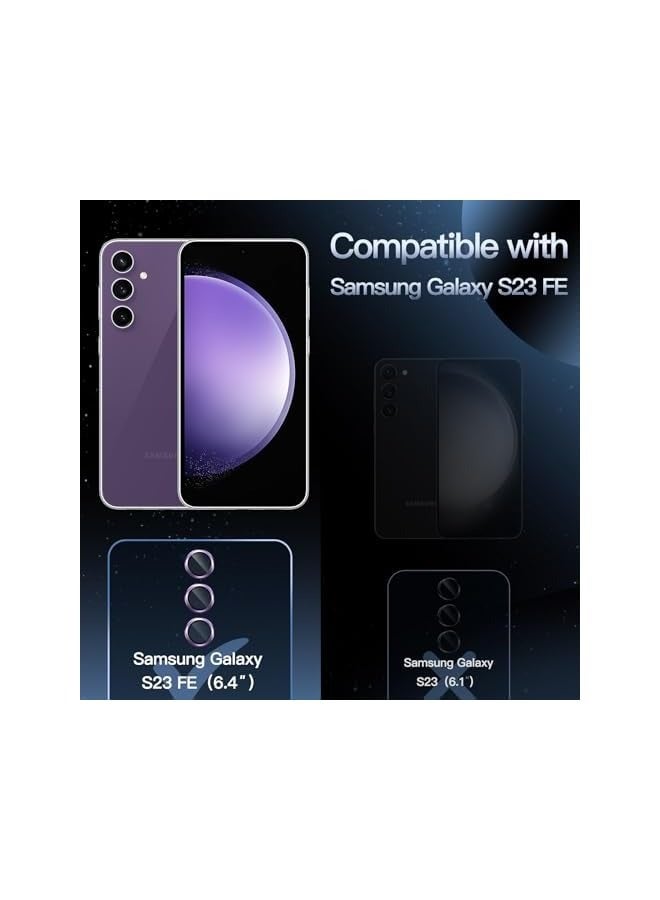 PROMASS Camera Lens Protector for Galaxy S23 FE 6.4-Inch, 9H Tempered Glass Metal Individual Ring Cover, HD Clear, 1 Set (Purple) - Image 2