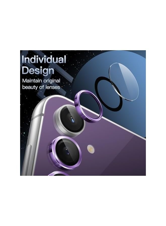 PROMASS Camera Lens Protector for Galaxy S23 FE 6.4-Inch, 9H Tempered Glass Metal Individual Ring Cover, HD Clear, 1 Set (Purple) - Image 3