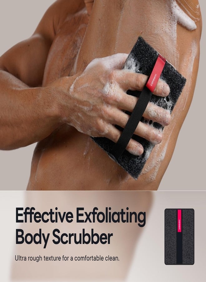 Caveem Exfoliating Body Scrubber, Rough Body Exfoliator for Effective Exfoliating, Dead Skin Remover, Body Exfoliating Sponge, Bath and Body Buffer, Bath Sponge for Shower - 2 Pack (Dark Grey - Image 2