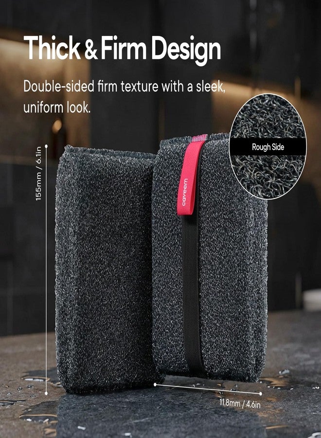 Caveem Exfoliating Body Scrubber, Rough Body Exfoliator for Effective Exfoliating, Dead Skin Remover, Body Exfoliating Sponge, Bath and Body Buffer, Bath Sponge for Shower - 2 Pack (Dark Grey - Image 3