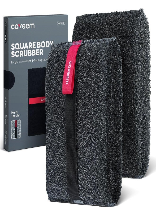 Caveem Exfoliating Body Scrubber, Rough Body Exfoliator for Effective Exfoliating, Dead Skin Remover, Body Exfoliating Sponge, Bath and Body Buffer, Bath Sponge for Shower - 2 Pack (Dark Grey - Image 1