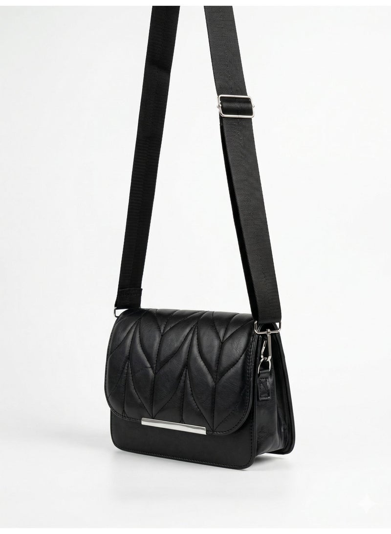 لايف ستيلاش  حقيبة كروس جلد بحزام -اسود  ZC-18 - Image 1