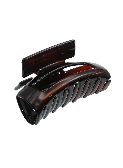 Parcelona Parcelona French New Rectangle Large Tortoise Shell Brown Celluloid Acetate Sturdy Jaw Hair Claw Clip with Covered Spring 