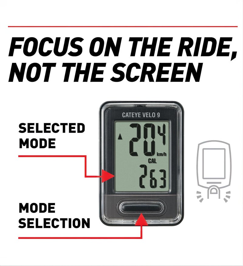 CATEYE Velo Wired Bike Computer – Entry-Level Speedometer and Odometer, Perfect for Beginner Cyclists, Auto Start/Stop, Easy Setup for Road, MTB, Gravel Bikes, 3 Year Battery Life - Image 2