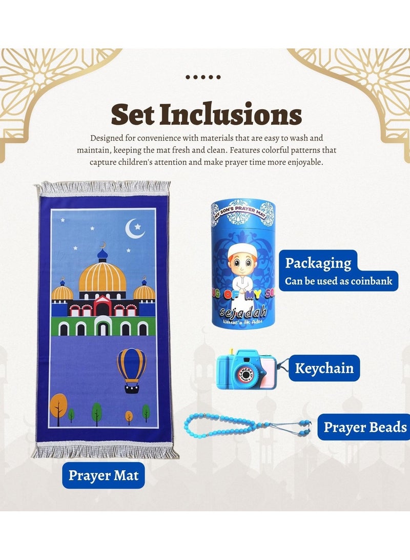 Home Smart Home Smart Children Prayer Mat Gift for Boys and Girls Folding Prayer Mat with Toy and Prayer Beads and Money Box Ideal for Ramadan Gift  - Image 3