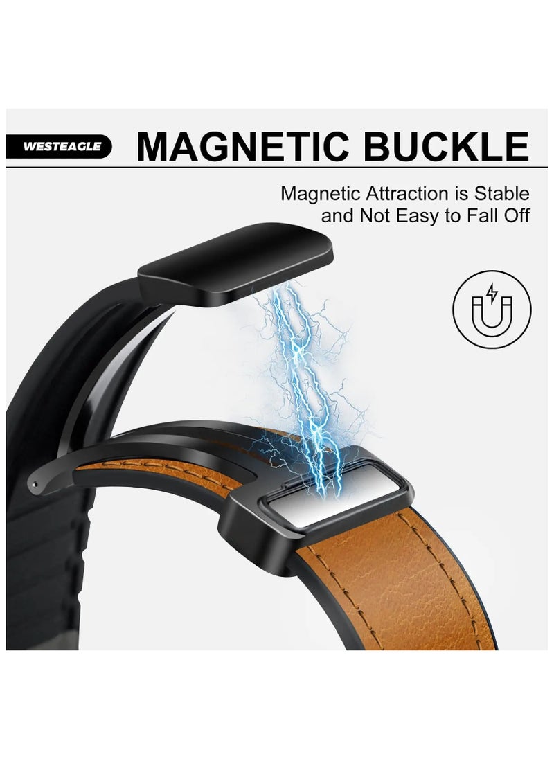 Generic - Strap for Apple watch band 45mm 44mm 42mm Ultra 49mm Leather+Silicone bracelet series 9 8 7 6 5 SE - Image 1