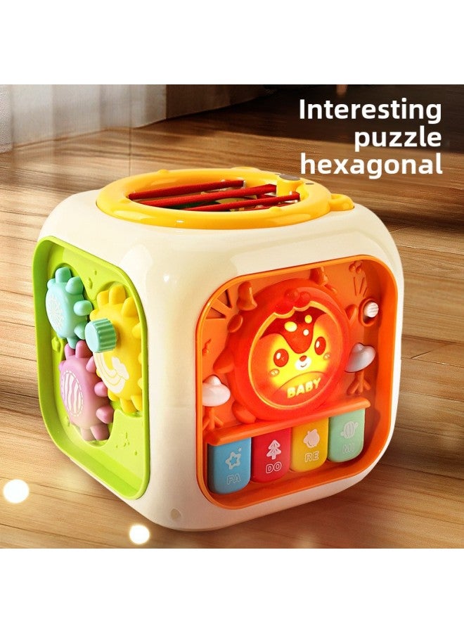 ألعاب الأطفال Hexahedron 0-3 سنوات للأولاد والبنات طبل بستة جوانب ألعاب أطفال تعليمية للتعليم المبكر - اللون: صندوق طلب البريد الصيني (بدون وظيفة الطاقة) - Image 2