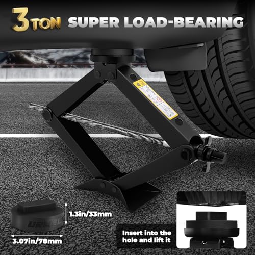 URMECCH 3-Ton Scissor Jack Kit for BMW & MINI with Rubber Jack Pads, Car Spare Tire Repair Tool Kit for BMW with Scissor Jack, Tire Changing Tools for BMW with Telescoping Lug Wrench (17/19/21/23mm) - Image 2