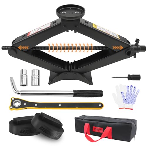 URMECCH 3-Ton Scissor Jack Kit for BMW & MINI with Rubber Jack Pads, Car Spare Tire Repair Tool Kit for BMW with Scissor Jack, Tire Changing Tools for BMW with Telescoping Lug Wrench (17/19/21/23mm) - Image 1