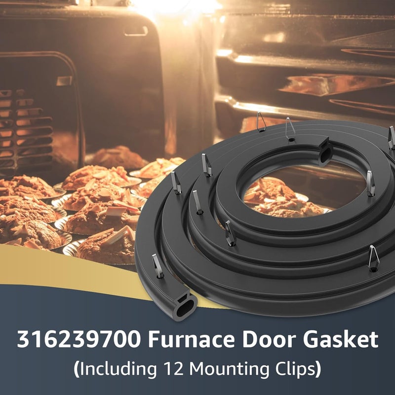 316239700 ختم باب فرن مع 12 مشبك تثبيت، متوافق مع أفران Frigidaire وKenmore من طرازات FEF303CWA وFEF303BWA، رقم المنتج: 833130، رقم الطلب: AP2126661، رقم القطعة: AH440011، يُستخدم لاستبدال ختم الباب (مقاس L50.45 بوصة). - Image 2