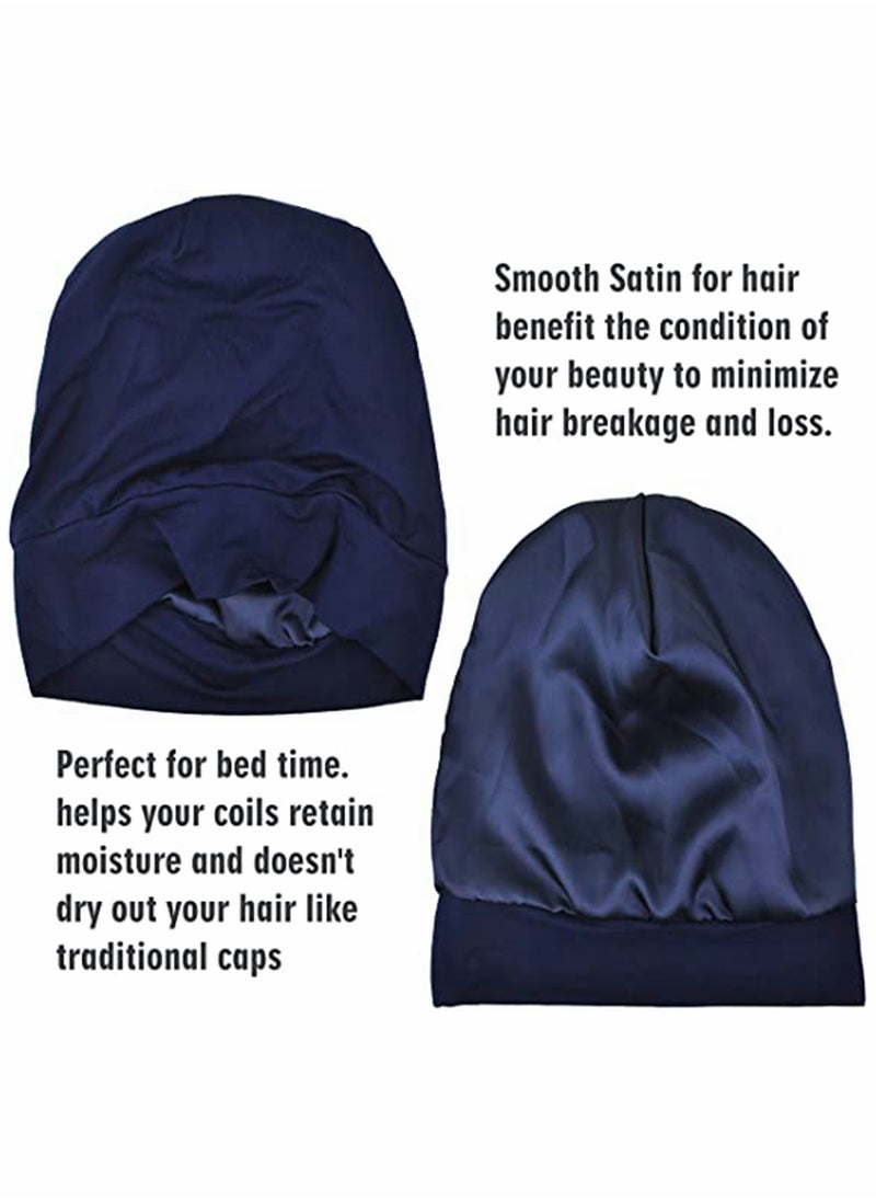 Excefore - Slouchy Beanie for Men Women Satin Silk Lined Adjustable Sleep Hat, 2 Pack - Image 1