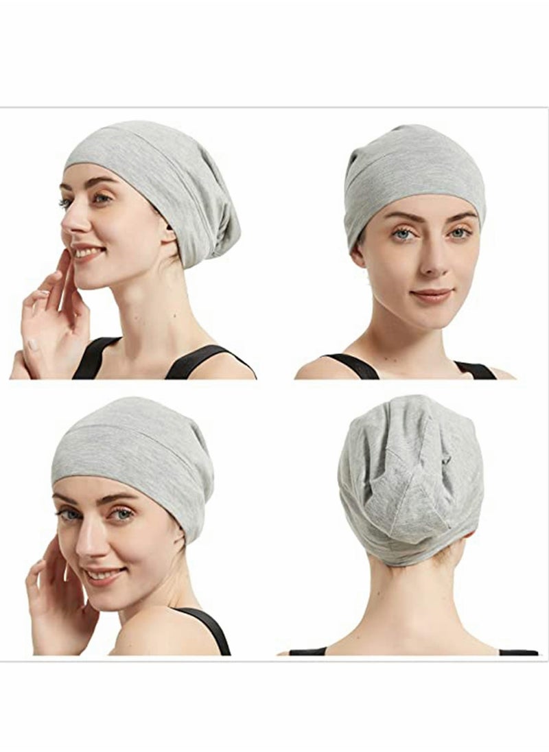 Excefore - Slouchy Beanie for Men Women Satin Silk Lined Adjustable Sleep Hat, 2 Pack - Image 1