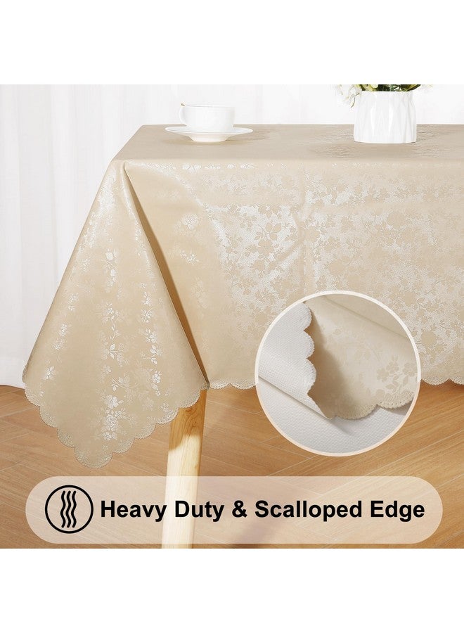 Smiry Rectangle Table Cloth, Waterproof Heavy Duty Vinyl Tablecloths, Wipeable Washable Table Cover for Kitchen and Dining Room (Beige, 60" X 120") - Image 4