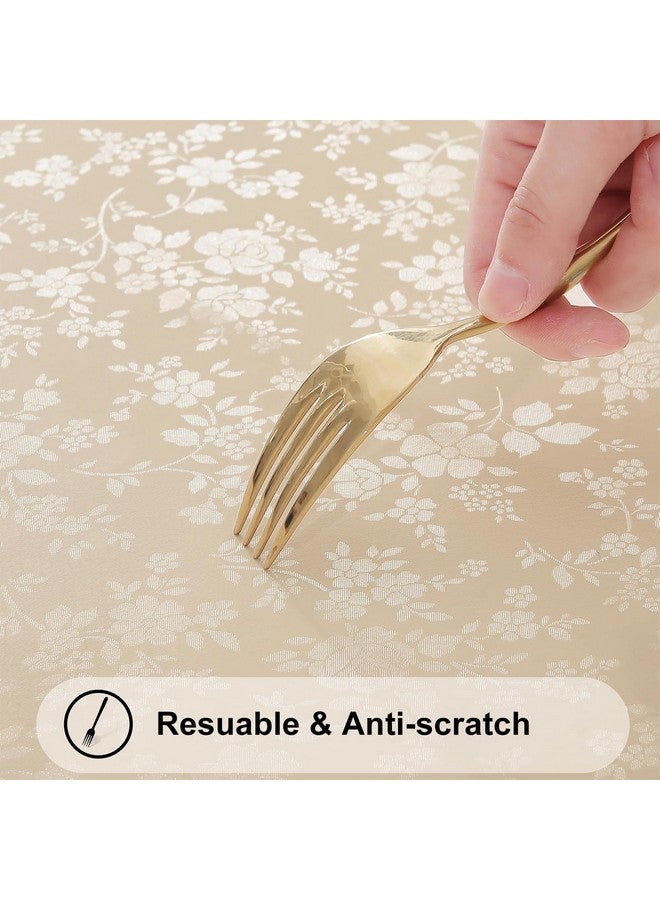 Smiry Rectangle Table Cloth, Waterproof Heavy Duty Vinyl Tablecloths, Wipeable Washable Table Cover for Kitchen and Dining Room (Beige, 60" X 120") - Image 5