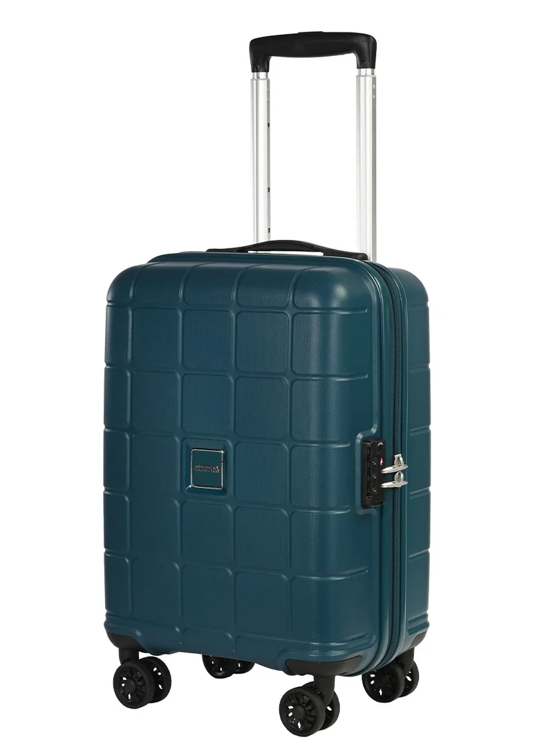 امريكان توريستر Hundo Suitcase V2, Cabin Size 55 cm / 20 inch, 4 Spinner Wheels, Hard Top, PP, Deep Teal|Spacious Interior|TSA Combination Lock - 3 Years International Warranty
