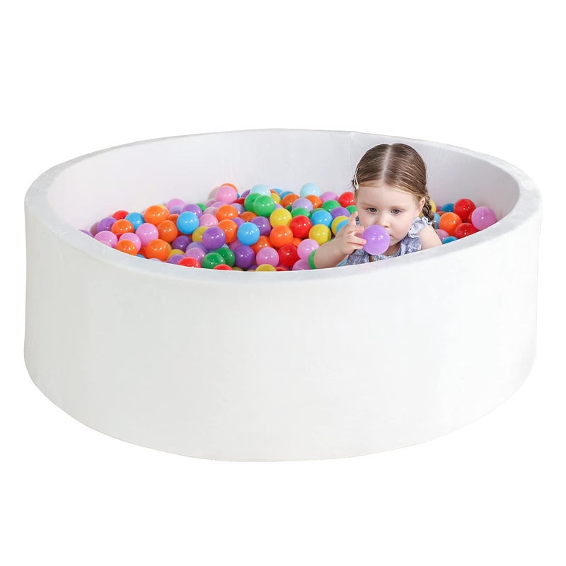 TRENDBOX Extra Large Foam Ball Pit for Toddlers 47x14 inch Soft Baby Ball Pit with Washable Velvet Cover Balls not IncludedWhite - Image 2