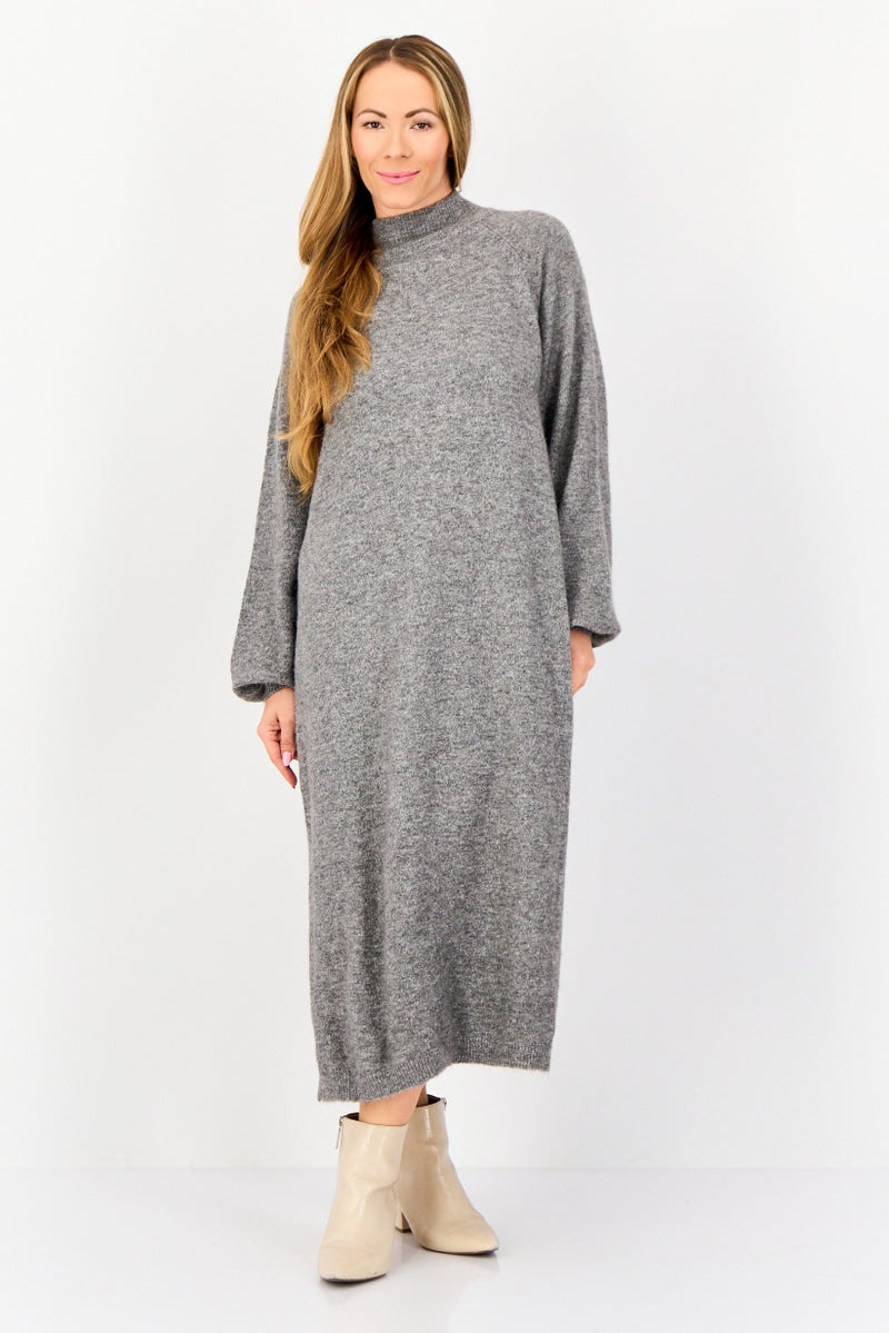 YAS Women Heather Sweater Dress, Grey - Image 1