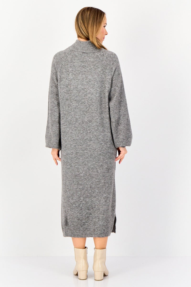 YAS Women Heather Sweater Dress, Grey - Image 4