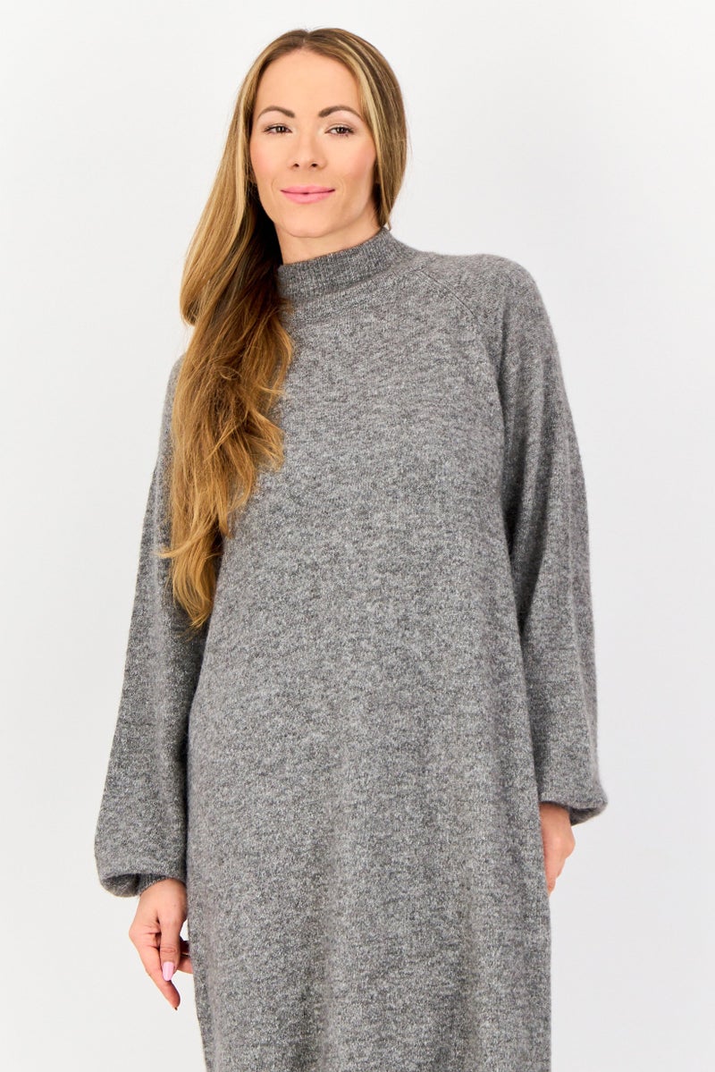 YAS Women Heather Sweater Dress, Grey - Image 2
