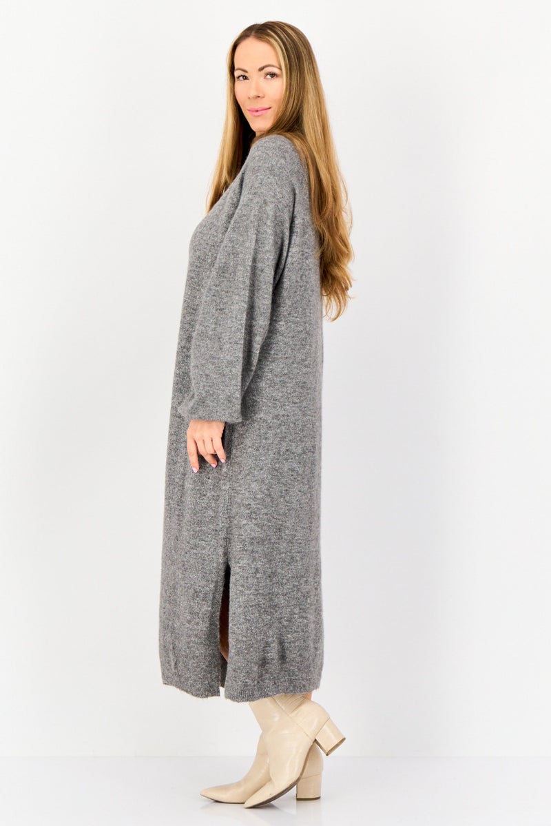 YAS Women Heather Sweater Dress, Grey - Image 3