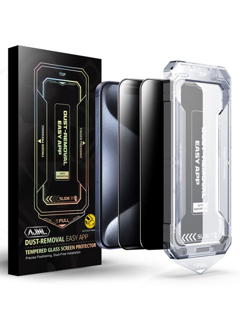 Privacy [Pack-2] iPhone 15 PRO Auto Alignment Screen Protector - Sensor Protection, Anti-Fingerprint iPhone 15 PRO