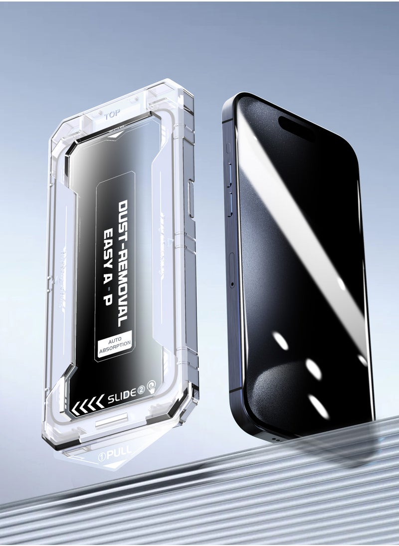 Privacy [Pack-2] iPhone 15 PRO Auto Alignment Screen Protector - Sensor Protection, Anti-Fingerprint iPhone 15 PRO