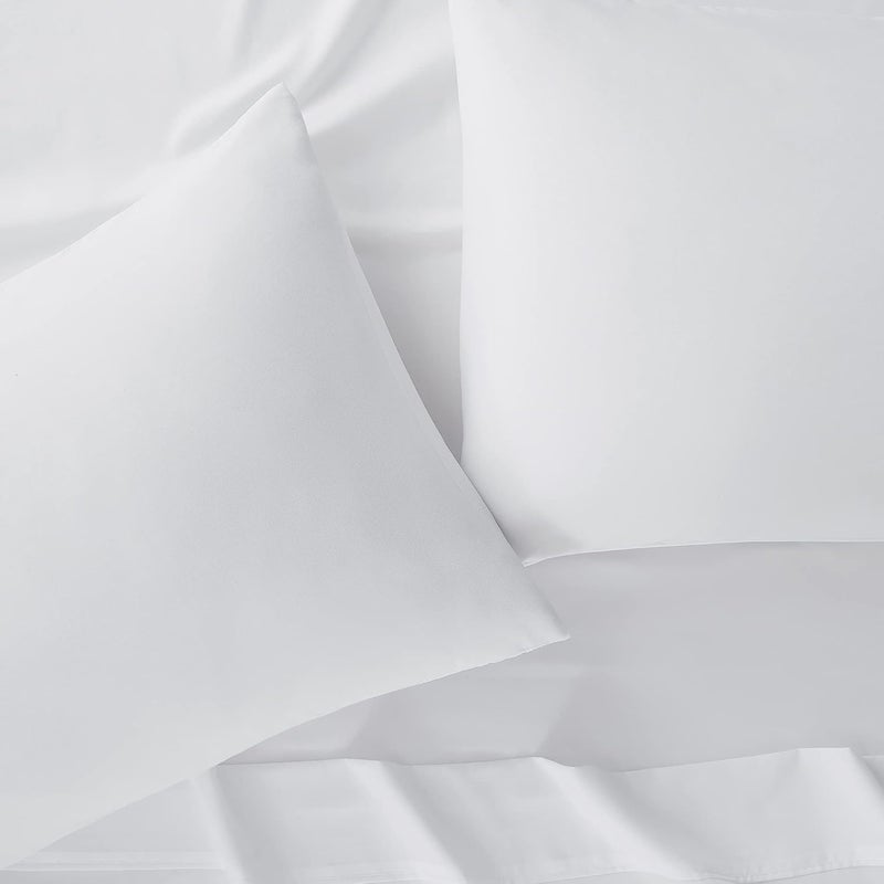 Serta Simply Clean Super Soft Hypoallergenic Stain Resistant Deep Pocket 3 Pieces Solid Bed Sheet Set, Twin, White - Image 2