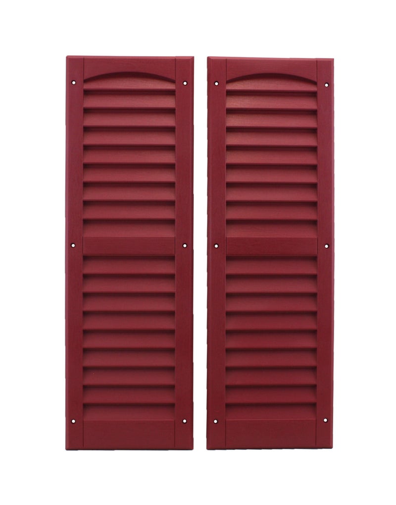 Shed Windows and More Shed Windows and More Louvered Shed Shutter or Playhouse Shutter Maroon 9 X 27 Sold by The Pair 