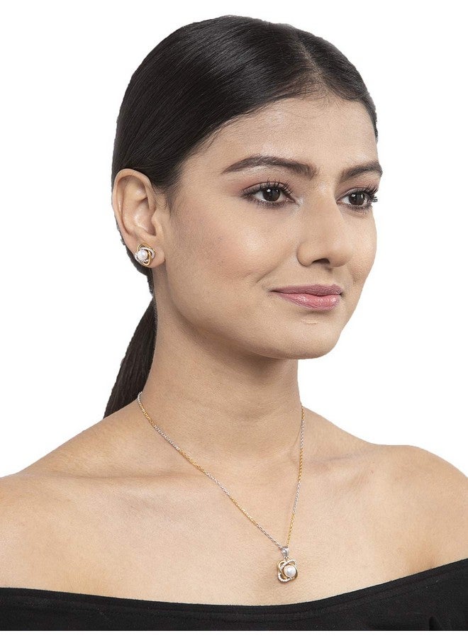 CLARA 925 Sterling Silver Real Pearl Knot Pendant Earring Chain Jewellery Set | Gold Rhodium Plated | Gift for Women & Girls - Image 4