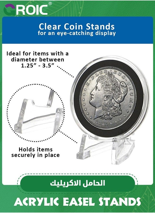 GROIC 12 Packs Acrylic Easel Stands Clear Mini Coin Display Easel Holder Displaying Air-Tite Coins Pocket Watches Capsules Challenge Medals Chips,Acrylic Display Stands  - Image 2
