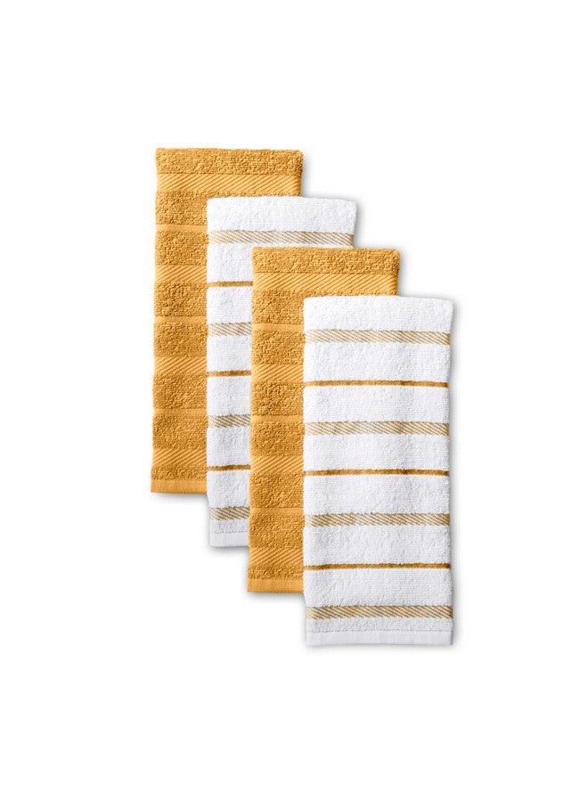 KitchenAid مجموعة من 4 من مناشف المطبخ كيتشن إيد ألباني، برتقالي سوربيه أصفر/أبيض، 16"x26" - Image 1