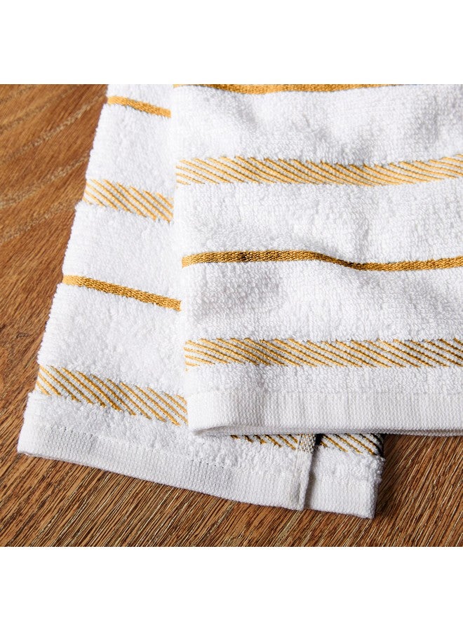 KitchenAid مجموعة من 4 من مناشف المطبخ كيتشن إيد ألباني، برتقالي سوربيه أصفر/أبيض، 16"x26" - Image 3