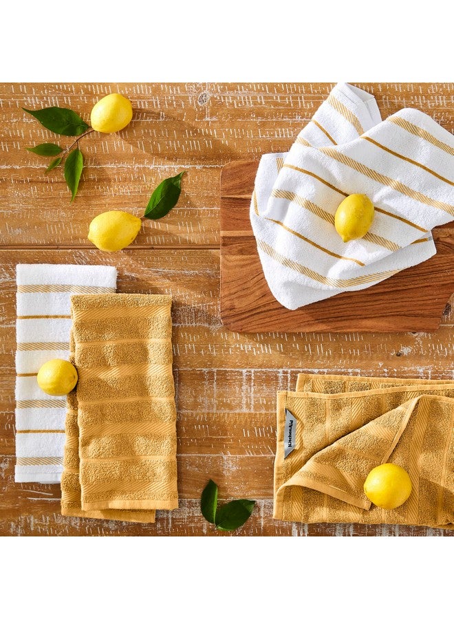 KitchenAid مجموعة من 4 من مناشف المطبخ كيتشن إيد ألباني، برتقالي سوربيه أصفر/أبيض، 16"x26" - Image 2