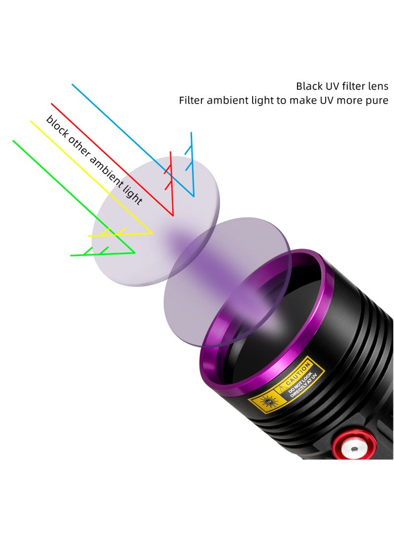 60W High Power UV Flashlight Blacklight Cat Dog Urine Stain Tinea Ore Money Scorpion Marker Rechargeable Ultraviolet torch lamp - Image 2