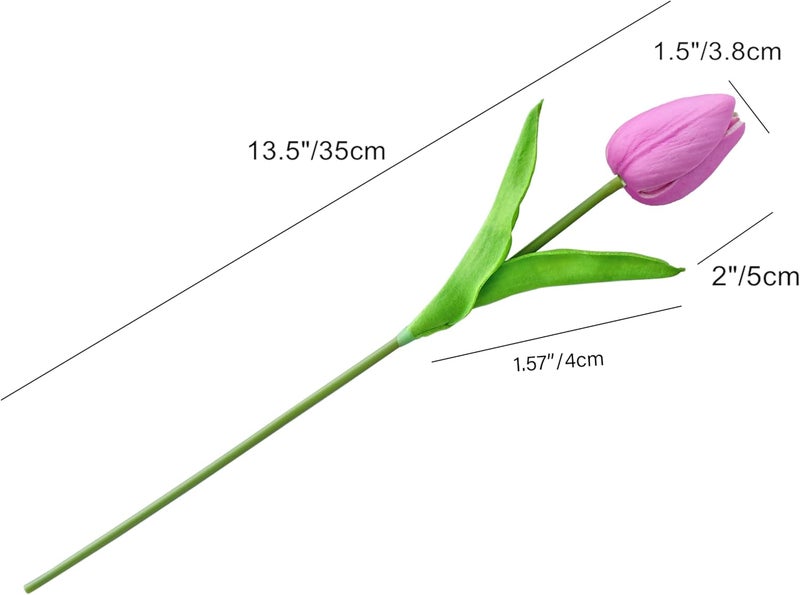 Mandy's Artificial Tulips 20 Stems Lavender PU Faux Flowers for Thanksgiving and Christmas Decorations Wedding Home Decor 13.5 Inch - Image 2