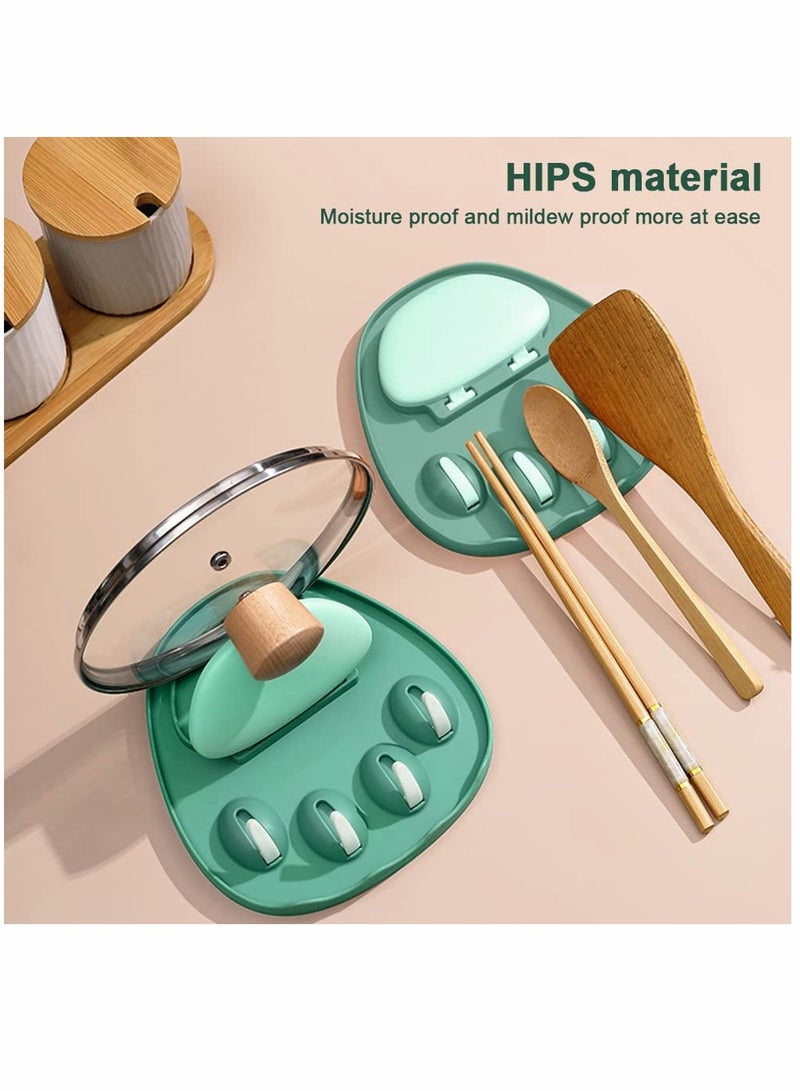 KASTWAVE Spoon Rest, Multifunction Kitchen Spoon Rest, Punch-free Pot Lid Holder Spoon Rest, Cute Cat paw Shaped Kitchen Utensil Rest, Home Use Stove Spoon Rest (Green) - Image 5