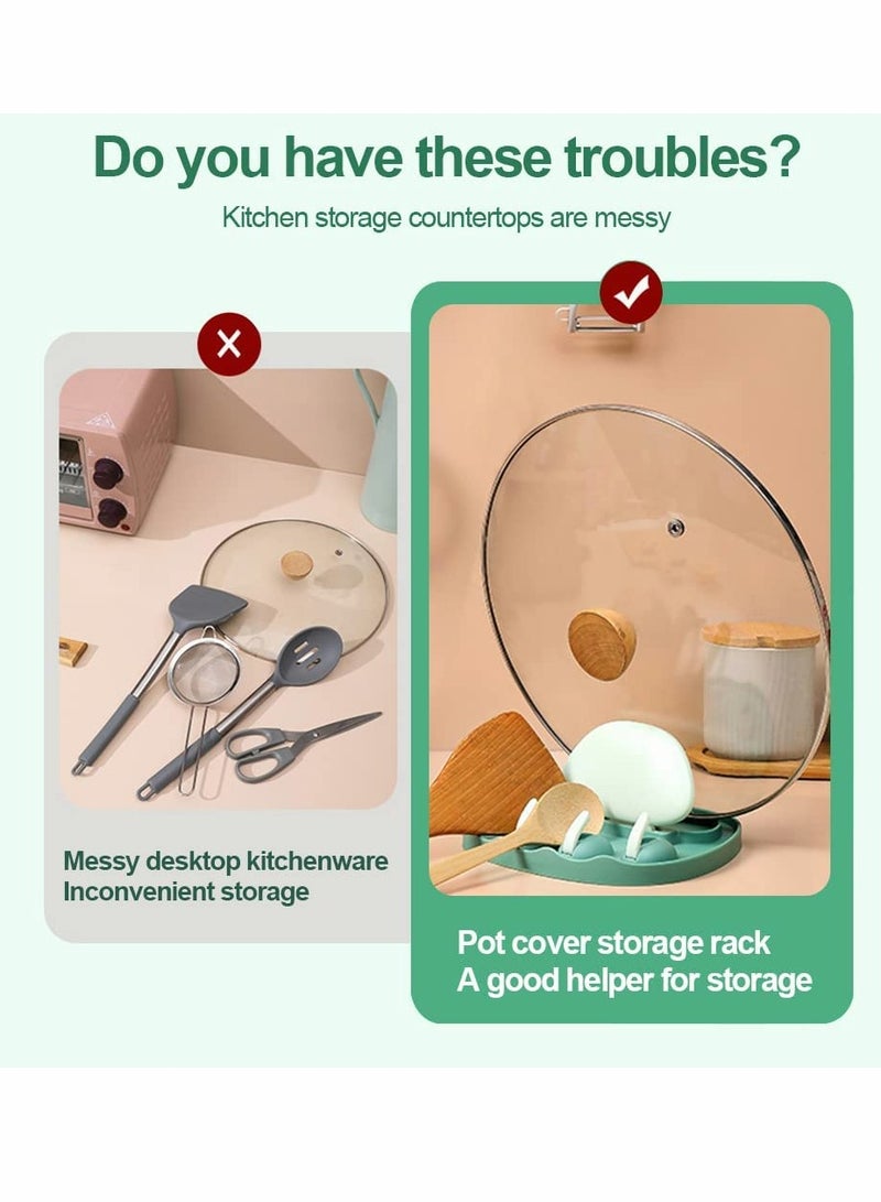 KASTWAVE Spoon Rest, Multifunction Kitchen Spoon Rest, Punch-free Pot Lid Holder Spoon Rest, Cute Cat paw Shaped Kitchen Utensil Rest, Home Use Stove Spoon Rest (Green) - Image 3