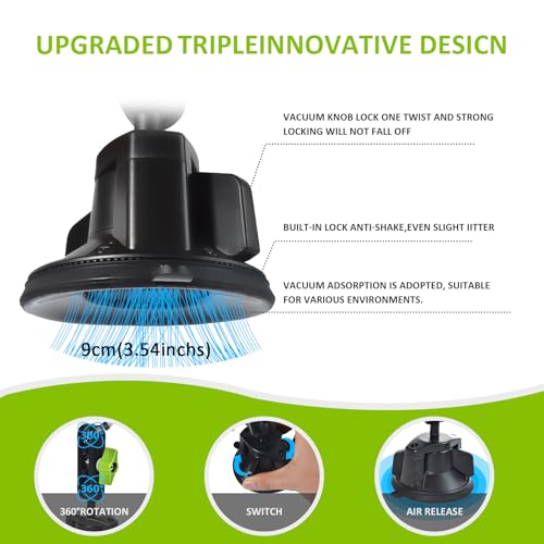 HYS Heavy Duty Radio&Remote Speaker Mic Suction Cup Mount for Radio W/Round Knob&Belt Clip - 3.54in Suction Mount, Quick Install Car Boat Windshield Window Mount for SDS100 BCD436HP XPR7550 APX6000 - Image 4