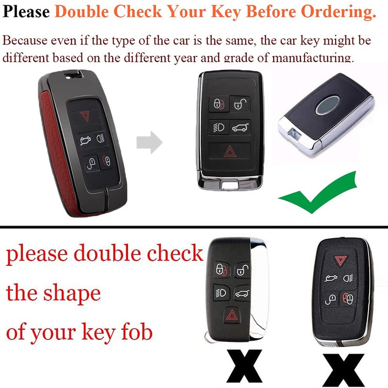 SANRILY 1Pcs Keyless Remote Key Fob Cover Case for 2020 2021 Land Rover Discovery Range Sport Evoque Jaguar XF with Key Ring-Red - Image 2