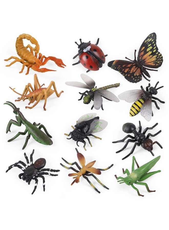 SIENON Realistic Insect Toys Figures-12Pcs Large Plastic Bugs Figurines Set with Ladybug Bee Butterfly Ant Cricket Mantis Scorpion Spider-School Project Halloween Insect Theme Birthday Party Favors - Image 1