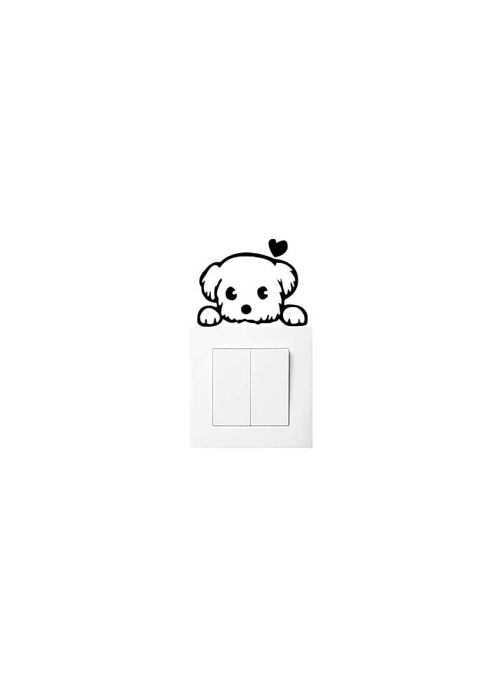Wall Sticker for Light Switch – Cute “Small Puppy in Love” Design 